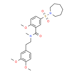 ChemSpider 2D Image | 5-(1-Azepanylsulfonyl)-N-[2-(3,4-dimethoxyphenyl)ethyl]-2-methoxy-N-methylbenzamide | C25H34N2O6S