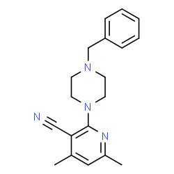 ChemSpider 2D Image | 2-(4-Benzyl-1-piperazinyl)-4,6-dimethylnicotinonitrile | C19H22N4