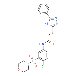 ChemSpider 2D Image | N-[4-Chloro-3-(4-morpholinylsulfonyl)phenyl]-2-[(3-phenyl-1H-1,2,4-triazol-5-yl)sulfanyl]acetamide | C20H20ClN5O4S2