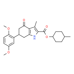 ChemSpider 2D Image | 4-Methylcyclohexyl 6-(2,5-dimethoxyphenyl)-3-methyl-4-oxo-4,5,6,7-tetrahydro-1H-indole-2-carboxylate | C25H31NO5