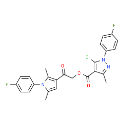 ChemSpider 2D Image | 2-[1-(4-Fluorophenyl)-2,5-dimethyl-1H-pyrrol-3-yl]-2-oxoethyl 5-chloro-1-(4-fluorophenyl)-3-methyl-1H-pyrazole-4-carboxylate | C25H20ClF2N3O3