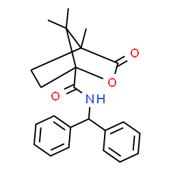 ChemSpider 2D Image | N-(Diphenylmethyl)-4,7,7-trimethyl-3-oxo-2-oxabicyclo[2.2.1]heptane-1-carboxamide | C23H25NO3