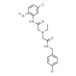 ChemSpider 2D Image | 2-[{2-[(4-Chlorobenzyl)amino]-2-oxoethyl}(ethyl)amino]-N-(5-chloro-2-methoxyphenyl)acetamide | C20H23Cl2N3O3