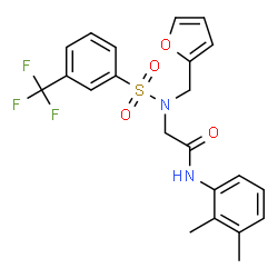 ChemSpider 2D Image | N-(2,3-Dimethylphenyl)-N~2~-(2-furylmethyl)-N~2~-{[3-(trifluoromethyl)phenyl]sulfonyl}glycinamide | C22H21F3N2O4S