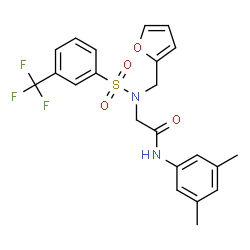 ChemSpider 2D Image | N-(3,5-Dimethylphenyl)-N~2~-(2-furylmethyl)-N~2~-{[3-(trifluoromethyl)phenyl]sulfonyl}glycinamide | C22H21F3N2O4S