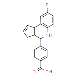 ChemSpider 2D Image | 4-(8-Fluoro-3a,4,5,9b-tetrahydro-3H-cyclopenta[c]quinolin-4-yl)benzoic acid | C19H16FNO2