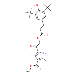 ChemSpider 2D Image | Ethyl 5-[({3-[4-hydroxy-3,5-bis(2-methyl-2-propanyl)phenyl]propanoyl}oxy)acetyl]-2,4-dimethyl-1H-pyrrole-3-carboxylate | C28H39NO6