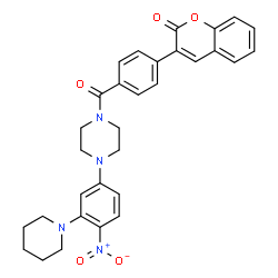 ChemSpider 2D Image | 3-[4-({4-[4-Nitro-3-(1-piperidinyl)phenyl]-1-piperazinyl}carbonyl)phenyl]-2H-chromen-2-one | C31H30N4O5