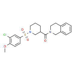 ChemSpider 2D Image | {1-[(3-Chloro-4-methoxyphenyl)sulfonyl]-3-piperidinyl}(3,4-dihydro-2(1H)-isoquinolinyl)methanone | C22H25ClN2O4S