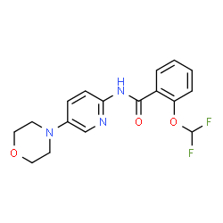 ChemSpider 2D Image | 2-(Difluoromethoxy)-N-[5-(4-morpholinyl)-2-pyridinyl]benzamide | C17H17F2N3O3
