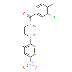 ChemSpider 2D Image | (3-Chloro-4-methylphenyl)[4-(2-chloro-4-nitrophenyl)-1-piperazinyl]methanone | C18H17Cl2N3O3