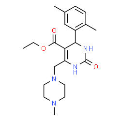 ChemSpider 2D Image | Ethyl 4-(2,5-dimethylphenyl)-6-[(4-methyl-1-piperazinyl)methyl]-2-oxo-1,2,3,4-tetrahydro-5-pyrimidinecarboxylate | C21H30N4O3
