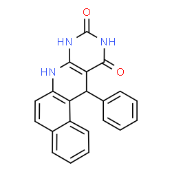 ChemSpider 2D Image | 12-Phenyl-8,12-dihydrobenzo[f]pyrimido[4,5-b]quinoline-9,11(7H,10H)-dione | C21H15N3O2
