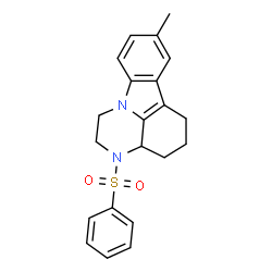 ChemSpider 2D Image | 8-Methyl-3-(phenylsulfonyl)-2,3,3a,4,5,6-hexahydro-1H-pyrazino[3,2,1-jk]carbazole | C21H22N2O2S