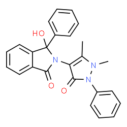 ChemSpider 2D Image | 2-(1,5-dimethyl-3-oxo-2-phenyl-4-pyrazolyl)-3-hydroxy-3-phenyl-1-isoindolone | C25H21N3O3