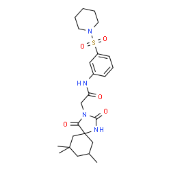 ChemSpider 2D Image | N-[3-(1-Piperidinylsulfonyl)phenyl]-2-(7,7,9-trimethyl-2,4-dioxo-1,3-diazaspiro[4.5]dec-3-yl)acetamide | C24H34N4O5S