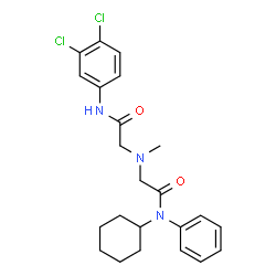 ChemSpider 2D Image | N-Cyclohexyl-2-[{2-[(3,4-dichlorophenyl)amino]-2-oxoethyl}(methyl)amino]-N-phenylacetamide | C23H27Cl2N3O2