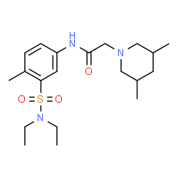 ChemSpider 2D Image | N-[3-(Diethylsulfamoyl)-4-methylphenyl]-2-(3,5-dimethyl-1-piperidinyl)acetamide | C20H33N3O3S