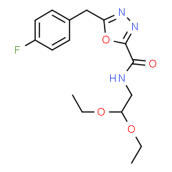 ChemSpider 2D Image | N-(2,2-Diethoxyethyl)-5-(4-fluorobenzyl)-1,3,4-oxadiazole-2-carboxamide | C16H20FN3O4