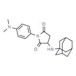 ChemSpider 2D Image | 3-(Adamantan-1-ylamino)-1-[4-(dimethylamino)phenyl]-2,5-pyrrolidinedione | C22H29N3O2