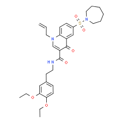 ChemSpider 2D Image | 1-Allyl-6-(1-azepanylsulfonyl)-N-[2-(3,4-diethoxyphenyl)ethyl]-4-oxo-1,4-dihydro-3-quinolinecarboxamide | C31H39N3O6S