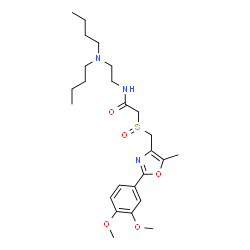 ChemSpider 2D Image | N-[2-(Dibutylamino)ethyl]-2-({[2-(3,4-dimethoxyphenyl)-5-methyl-1,3-oxazol-4-yl]methyl}sulfinyl)acetamide | C25H39N3O5S