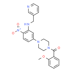 ChemSpider 2D Image | (2-Methoxyphenyl)(4-{4-nitro-3-[(3-pyridinylmethyl)amino]phenyl}-1-piperazinyl)methanone | C24H25N5O4
