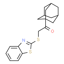 ChemSpider 2D Image | Ethanone, 1-(adamantan-1-yl)-2-(benzothiazol-2-ylsulfanyl)- | C19H21NOS2