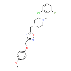 ChemSpider 2D Image | 1-(2-Chloro-6-fluorobenzyl)-4-({3-[(4-methoxyphenoxy)methyl]-1,2,4-oxadiazol-5-yl}methyl)piperazine | C22H24ClFN4O3