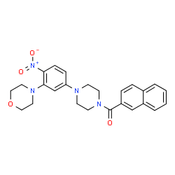 ChemSpider 2D Image | {4-[3-(4-Morpholinyl)-4-nitrophenyl]-1-piperazinyl}(2-naphthyl)methanone | C25H26N4O4