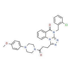 ChemSpider 2D Image | 4-(2-Chlorobenzyl)-1-{3-[4-(4-methoxyphenyl)-1-piperazinyl]-3-oxopropyl}[1,2,4]triazolo[4,3-a]quinazolin-5(4H)-one | C30H29ClN6O3