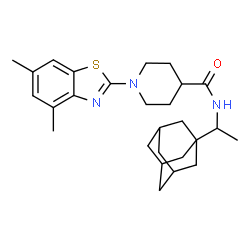 ChemSpider 2D Image | N-[1-(Adamantan-1-yl)ethyl]-1-(4,6-dimethyl-1,3-benzothiazol-2-yl)-4-piperidinecarboxamide | C27H37N3OS