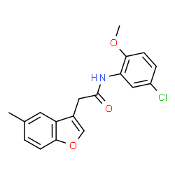 ChemSpider 2D Image | N-(5-Chloro-2-methoxyphenyl)-2-(5-methyl-1-benzofuran-3-yl)acetamide | C18H16ClNO3