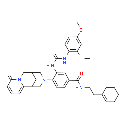 ChemSpider 2D Image | N-[2-(1-Cyclohexen-1-yl)ethyl]-3-{[(2,4-dimethoxyphenyl)carbamoyl]amino}-4-(6-oxo-7,11-diazatricyclo[7.3.1.0~2,7~]trideca-2,4-dien-11-yl)benzamide | C35H41N5O5