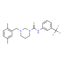 ChemSpider 2D Image | 3-(2,5-Dimethylbenzyl)-N-[3-(trifluoromethyl)phenyl]tetrahydro-1(2H)-pyrimidinecarbothioamide | C21H24F3N3S