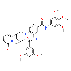 ChemSpider 2D Image | 3-[(3,5-Dimethoxybenzoyl)amino]-4-(6-oxo-7,11-diazatricyclo[7.3.1.0~2,7~]trideca-2,4-dien-11-yl)-N-(3,4,5-trimethoxyphenyl)benzamide | C36H38N4O8