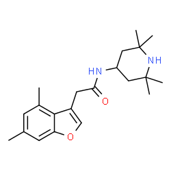 ChemSpider 2D Image | 2-(4,6-Dimethyl-1-benzofuran-3-yl)-N-(2,2,6,6-tetramethyl-4-piperidinyl)acetamide | C21H30N2O2