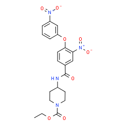 ChemSpider 2D Image | Ethyl 4-{[3-nitro-4-(3-nitrophenoxy)benzoyl]amino}-1-piperidinecarboxylate | C21H22N4O8