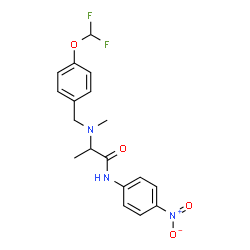 ChemSpider 2D Image | N~2~-[4-(Difluoromethoxy)benzyl]-N~2~-methyl-N-(4-nitrophenyl)alaninamide | C18H19F2N3O4