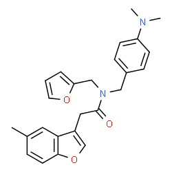 ChemSpider 2D Image | N-[4-(Dimethylamino)benzyl]-N-(2-furylmethyl)-2-(5-methyl-1-benzofuran-3-yl)acetamide | C25H26N2O3
