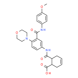 ChemSpider 2D Image | 6-({3-[(4-Methoxyphenyl)carbamoyl]-4-(4-morpholinyl)phenyl}carbamoyl)-3-cyclohexene-1-carboxylic acid | C26H29N3O6