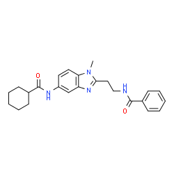 ChemSpider 2D Image | N-(2-{5-[(Cyclohexylcarbonyl)amino]-1-methyl-1H-benzimidazol-2-yl}ethyl)benzamide | C24H28N4O2