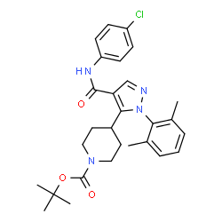 ChemSpider 2D Image | 2-Methyl-2-propanyl 4-{4-[(4-chlorophenyl)carbamoyl]-1-(2,6-dimethylphenyl)-1H-pyrazol-5-yl}-1-piperidinecarboxylate | C28H33ClN4O3