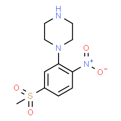 ChemSpider 2D Image | 1-[5-(Methylsulfonyl)-2-nitrophenyl]piperazine | C11H15N3O4S