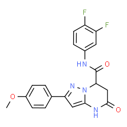 ChemSpider 2D Image | N-(3,4-Difluorophenyl)-2-(4-methoxyphenyl)-5-oxo-4,5,6,7-tetrahydropyrazolo[1,5-a]pyrimidine-7-carboxamide | C20H16F2N4O3