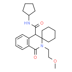 ChemSpider 2D Image | N-Cyclopentyl-2'-(2-methoxyethyl)-1'-oxo-1',4'-dihydro-2'H-spiro[cyclohexane-1,3'-isoquinoline]-4'-carboxamide | C23H32N2O3