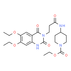 ChemSpider 2D Image | Ethyl 4-{[3-(6,7-diethoxy-2,4-dioxo-1,4-dihydro-3(2H)-quinazolinyl)propanoyl]amino}-1-piperidinecarboxylate | C23H32N4O7