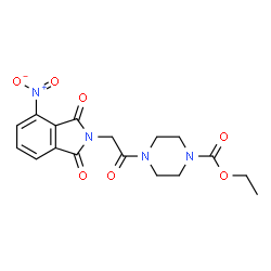 ChemSpider 2D Image | Ethyl 4-[(4-nitro-1,3-dioxo-1,3-dihydro-2H-isoindol-2-yl)acetyl]-1-piperazinecarboxylate | C17H18N4O7