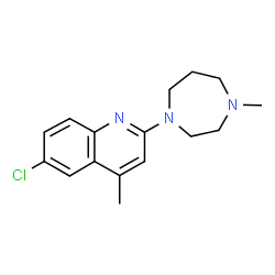 ChemSpider 2D Image | 6-Chloro-4-methyl-2-(4-methyl-1,4-diazepan-1-yl)quinoline | C16H20ClN3