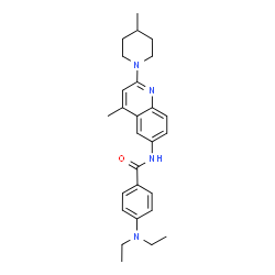 ChemSpider 2D Image | 4-(Diethylamino)-N-[4-methyl-2-(4-methyl-1-piperidinyl)-6-quinolinyl]benzamide | C27H34N4O
